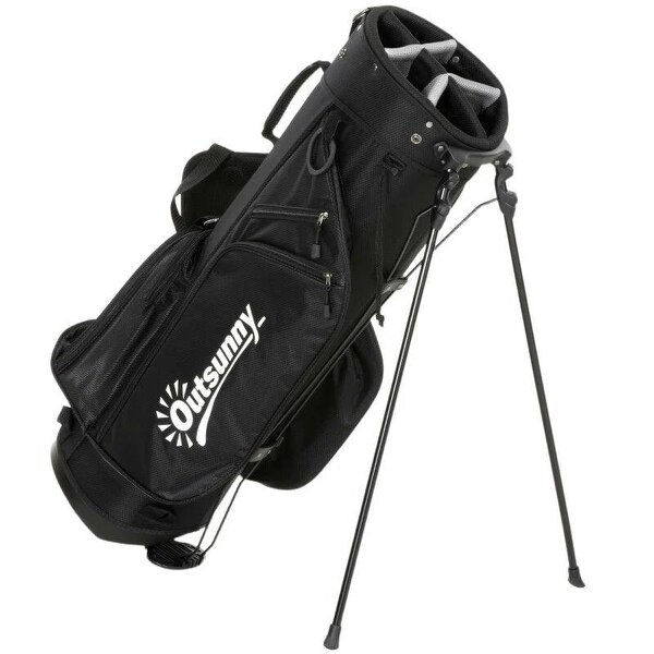 Golf Stand Bag 6 Way Full-Length Dividers, Waterproof Golf Bag with 5 Pockets, Black