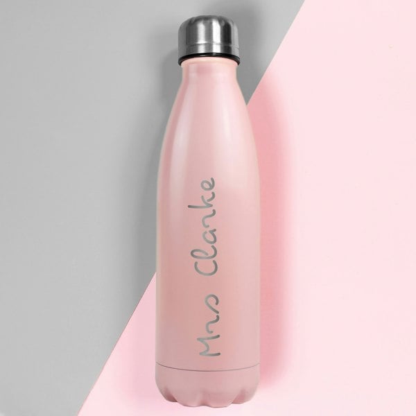 Personalised Memento Company Personalised Name Only Pink Metal Insulated Drinks Bottle