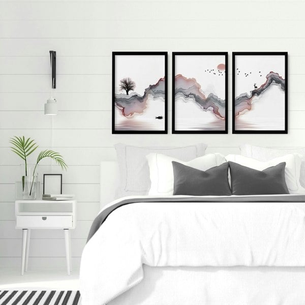 Wall pictures for bedrooms | set of 3 Japanese wall art