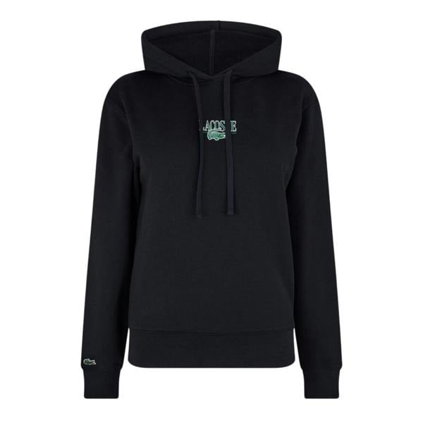 Lacoste Womens/Ladies Embroidered Logo Long-Sleeved Hoodie - Black - 
