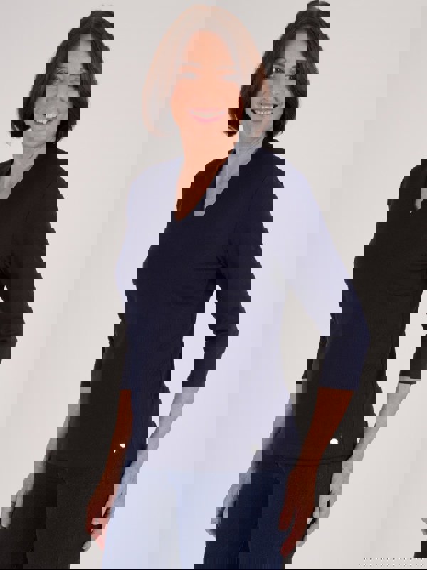 PennyPlain High Back V-neck Top - French Navy