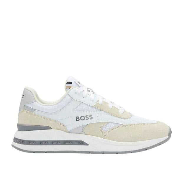 Boss Mens Kurt Leather Running Trainers - White - 