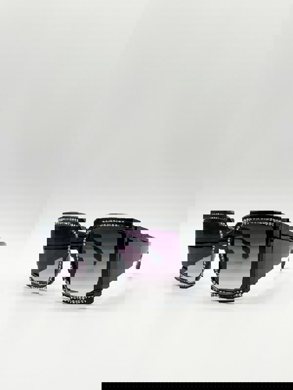 SVNX Oversized Square Sunglasses with Diamonte Detail