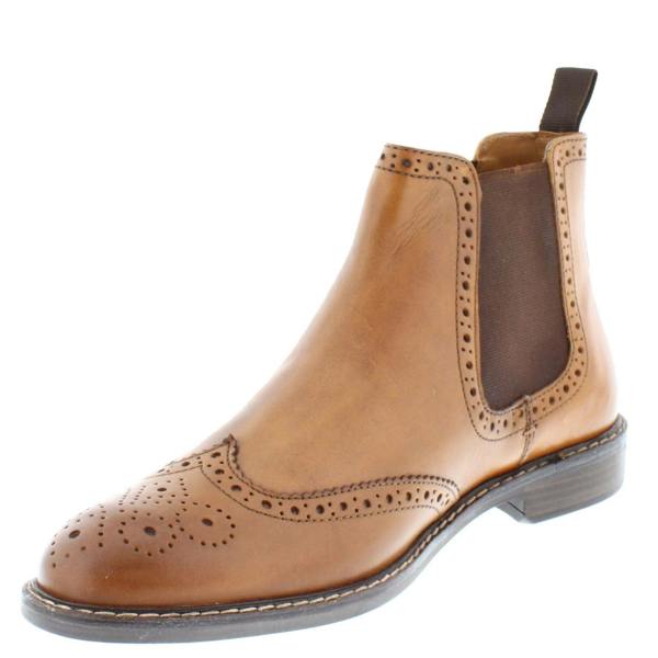Thomas Crick Red Tape Crick Downton Brogue Mens Chelsea Pull On Leather