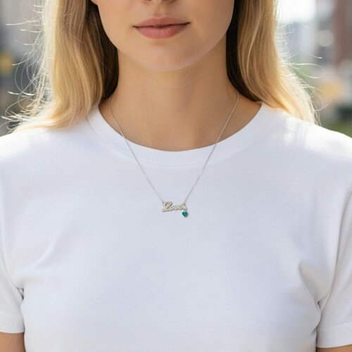 Christopher James of London Personalised Sterling Silver Birthstone Name Necklace
