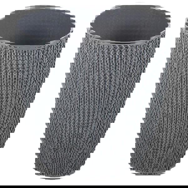 Gr8 Garden Set Of 4 Grey Sumela Knitted Flower Plant Pot Planter With Tray Indoor Garden