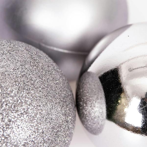 6cm Shatterproof Mid Grey Christmas Bauble Set, 6 Pack and 18 Pack Tree Decorations image 3