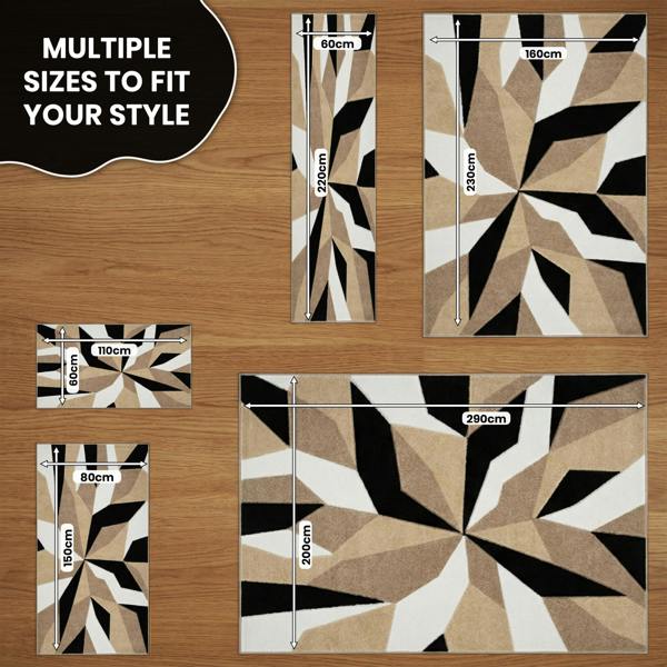 Smart Living Carved Rug Contemporary - Beige Black