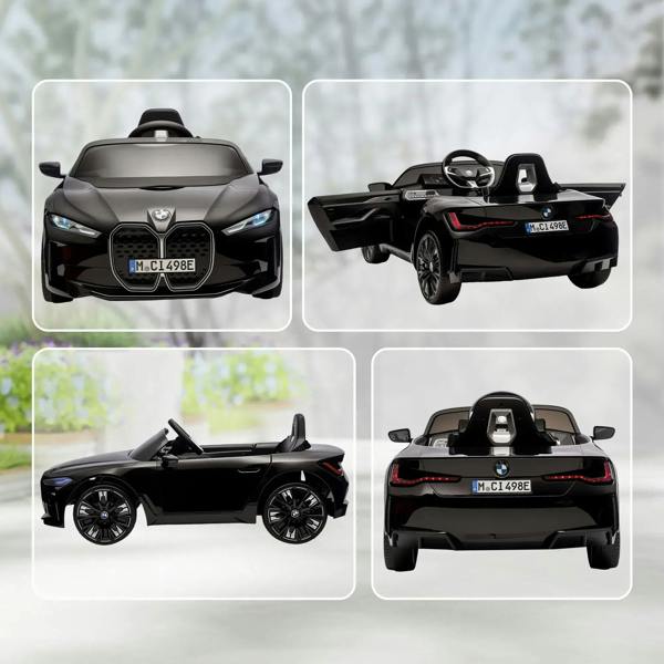 Kids electric ride-on car showing front, side, and rear angles