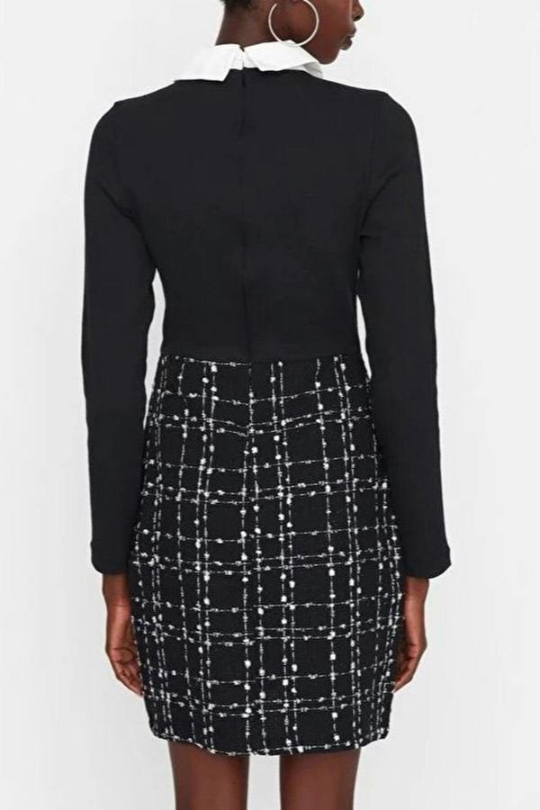 WOVCOR Tweed Argyle Woven Dress