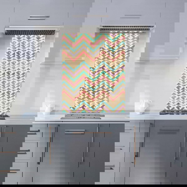 Warren Reed - Designer Geometric Vintage Colored Chevron Pattern Kitchen Splashback