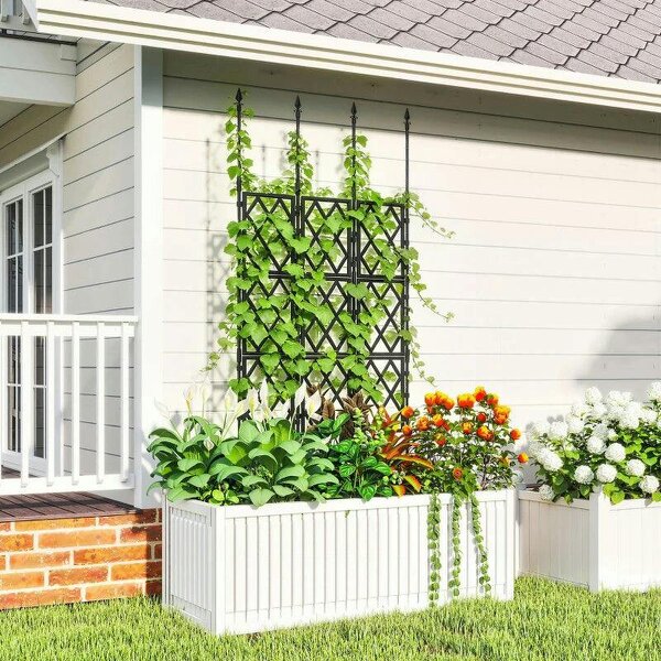 Foldable Garden Trellis, Lattice Climbing Support Trellis for Garden, DIY Assembly, 85 x 197 cm, Black
