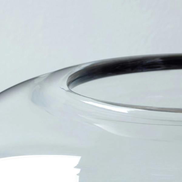 LSA Oblate Glass Vase Lantern 28cm with Walnut Base Clear