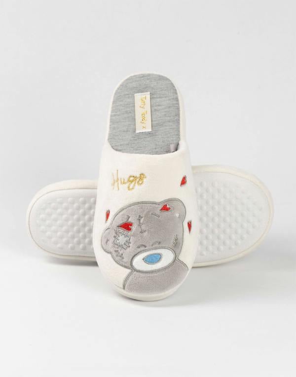 Me to You Womens White Tatty Teddy Mule Slippers