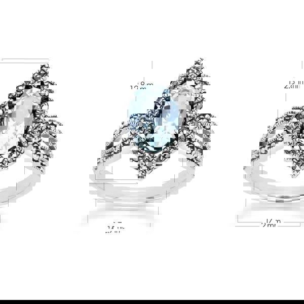 Gemondo Art Deco Style Oval Blue Topaz & Marcasite Ring in Sterling Silver