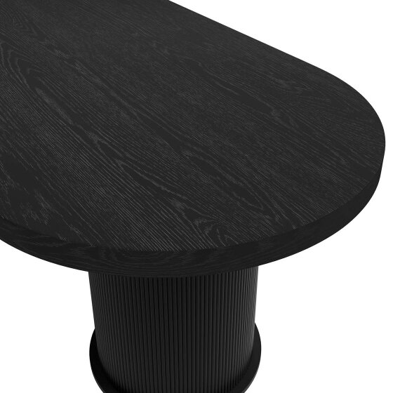 Wyld Haus Kanturk Black Wooden Dining Table Pedestal Ribbed Legs