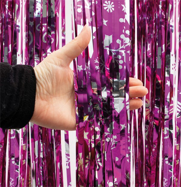 Cheetah Christmas Reindeer Tinsel Curtain 3M x 1M Pink