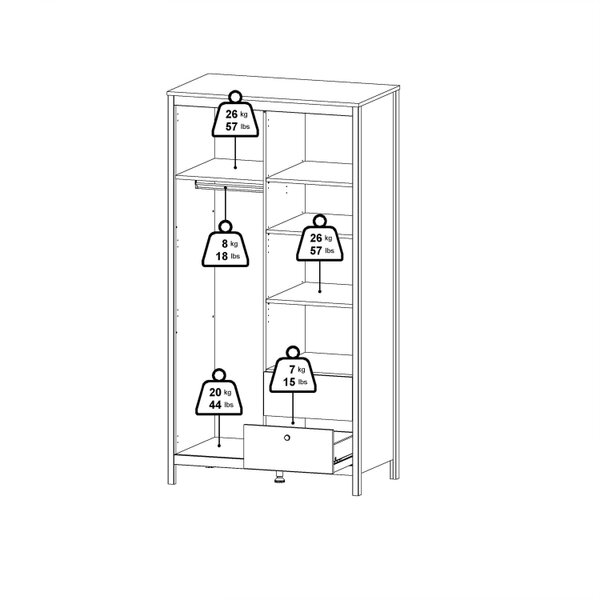 Wyld Haus Gossmere Matt Black Wardrobe 2 Doors 2 Drawers