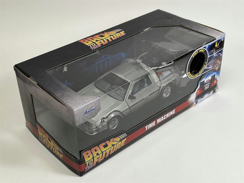 a toy car in a box