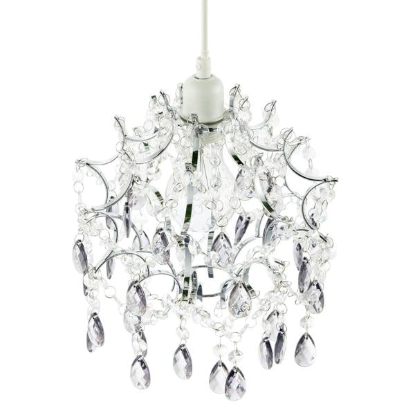 Elegant Chandelier Style Pendant Shade with Clear and Smoked Beads Image 4