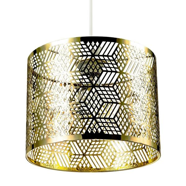 Modern Zig Zag Gold Pendant Shade with Cut Diamonds and Rectangles Image 5