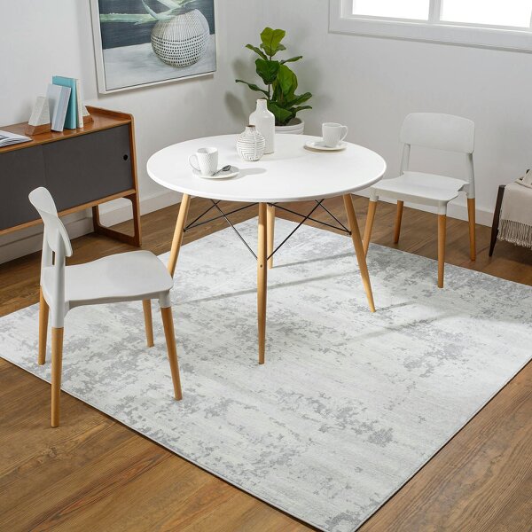 Livabliss Monaco MOC2311 Abstract Grey Ivory Modern Marble Rug - 200 x 200 cm