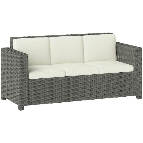 Wyld Haus Necolo Rattan Cream 3 Seater Outdoor Sofa with Cream Cushions
