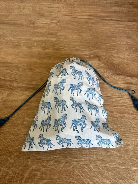 Kids horse print pyjamas in woodblock print cotton voile Available in pink and blue