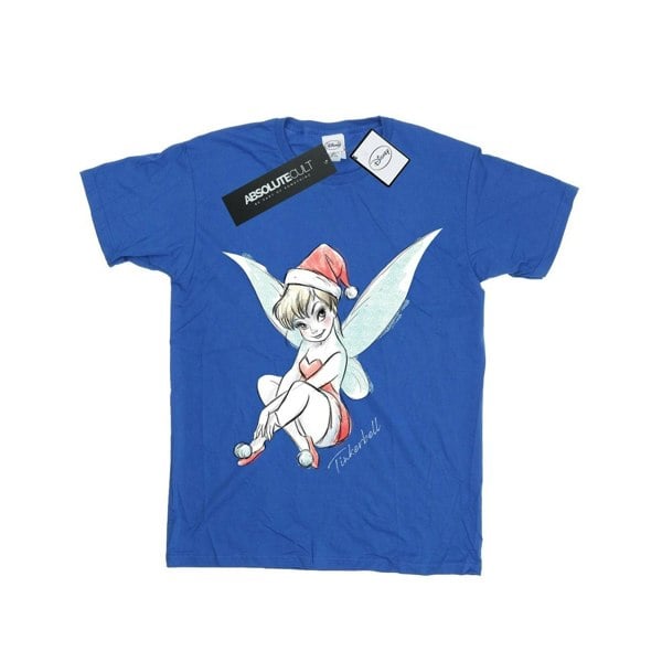 Disney Girls Tinkerbell Christmas Fairy Cotton T-Shirt - Royal Blue