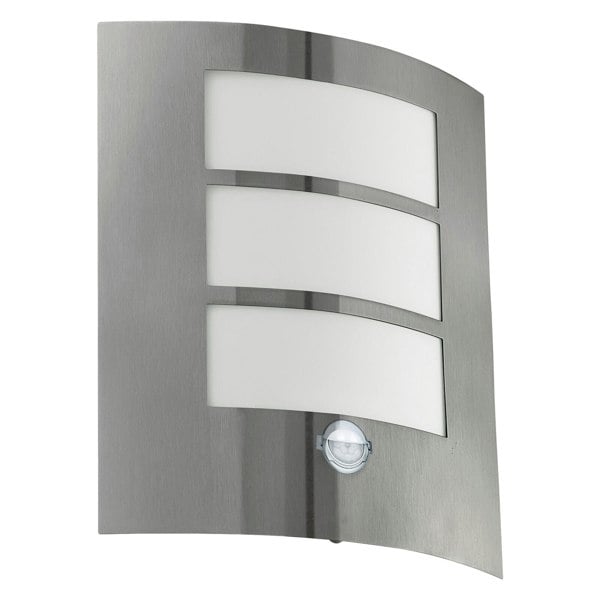IP44 Outdoor Wall Light & PIR Motion Sensor Stainless Steel 1x 60W E27 Bulb Loops