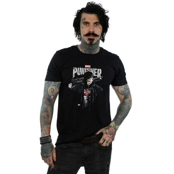 Marvel Mens The Punisher TV Series Frank Castle T-Shirt - Black