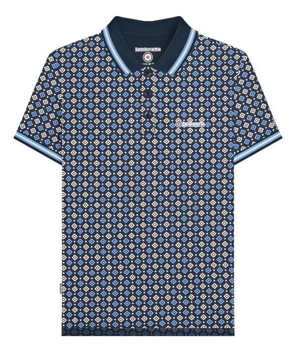 Lambretta All Over Geometric Mens Smart Classic Retro Polo Shirt