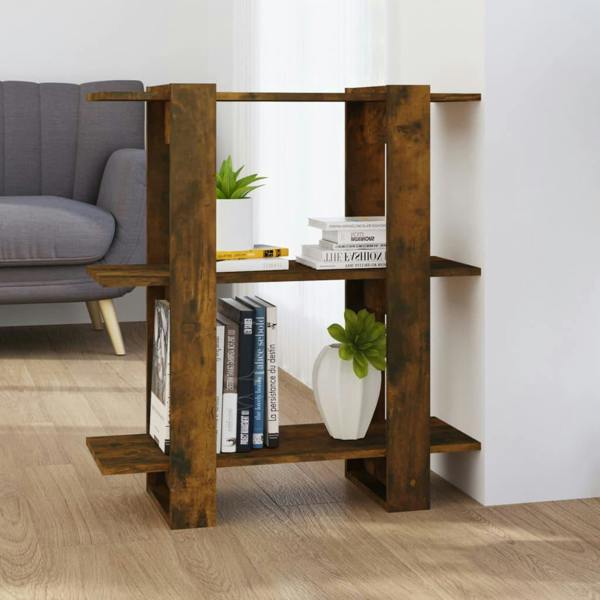 Berkfield Book Cabinet/Room Divider Smoked Oak 80x30x87cm