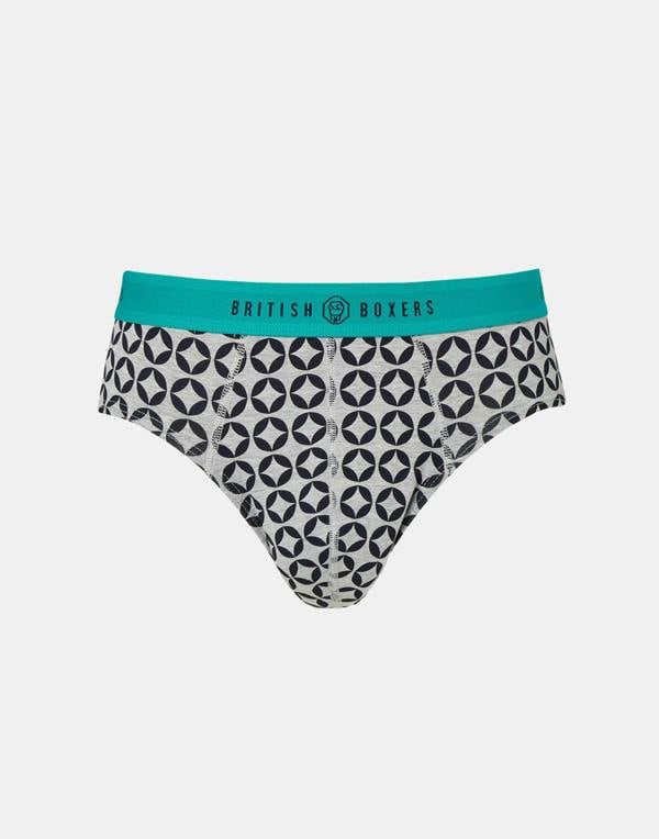 British Boxers Multipack! 4 Pairs of Men's Bamboo Briefs - Minimalist Geometric