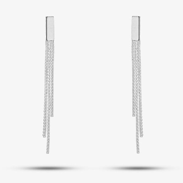 T. H. Baker Sterling Silver Box Chain Dropper Earrings 8.54.4349