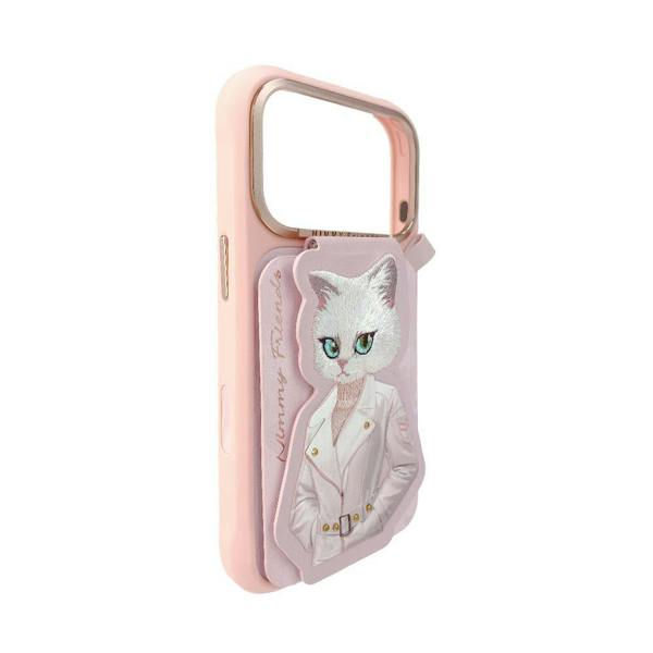 Nimmy Friends Nimmy White Cat Magnetic Combo Case with Detachable MagSafe Card Holder Stand for iPhone 17 Pro Max 6.9" Pink
