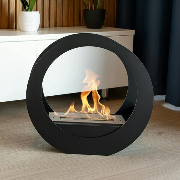 BIOFireplacesGMT Freestanding Bio Fireplace Only Black Matt Ventless