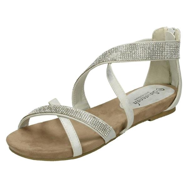 Savannah Ladies Savannah Low Wedge Diamante X Strap Sandals