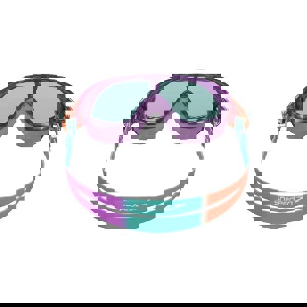Purple and teal Speedo Junior Biofuse Rift swim goggles with clear lenses