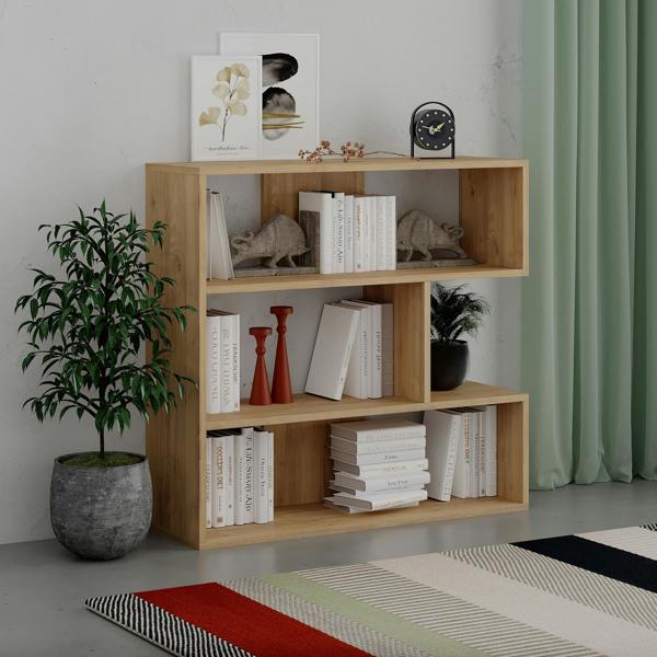 Decortie Molly Modern Corner Bookcase 3 Tier Room Divider Storage Unit Freestanding Melamine Finish 89cm