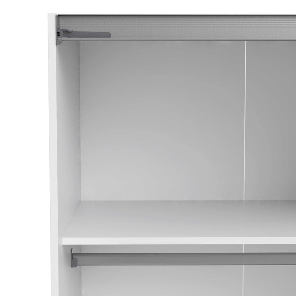 Wyld Haus Bordeaux Wide White and Mirror Double Sliding Door Wardrobe 5 Shelves 180cm