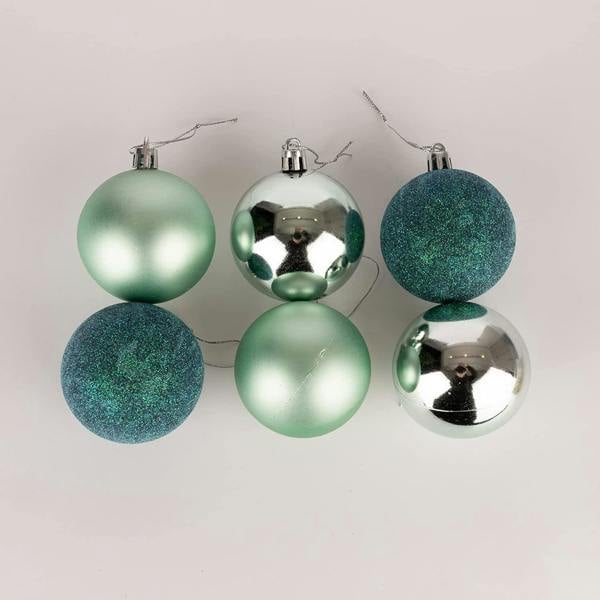 Turquoise Shatterproof Christmas Baubles in 6 Pack and 18 Pack, 60mm Tree Decorations image 1