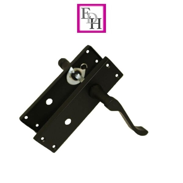 EDH Door Hardware Matt Black Modern Victorian Scroll Bathroom Door Handles and Bath Lock 1 Pair