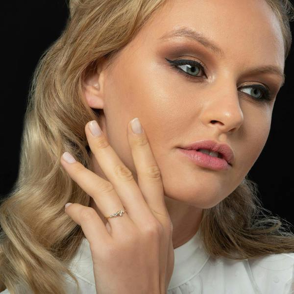 Adjustable Gold Plated Silver Ring for Women with Cubic Zirconia Stones - namana.london