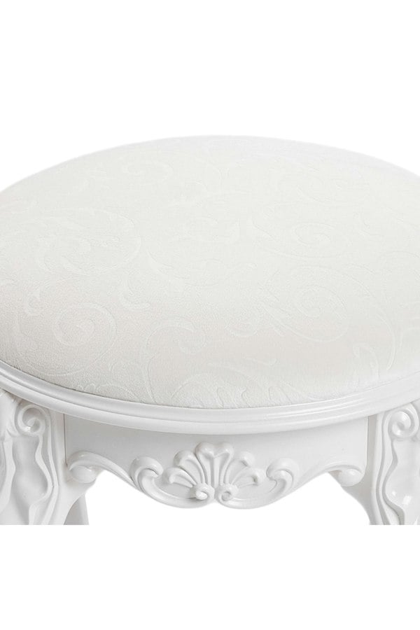 Living and Home Elegant Round Upholstered Dressing Makeup Stool for Vanity