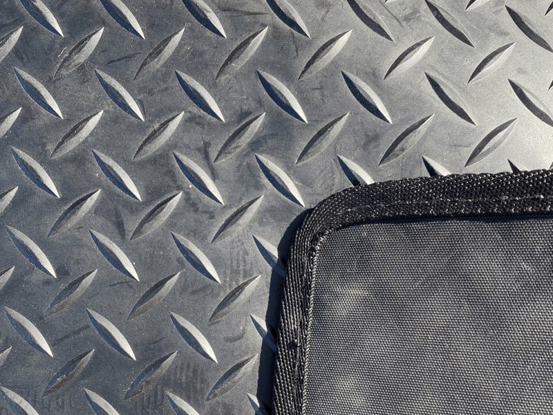 Close up image of the Rubber with, the reverse side and the edging used around the VW T5/T6 Rubber Cab Mat by OLPRO