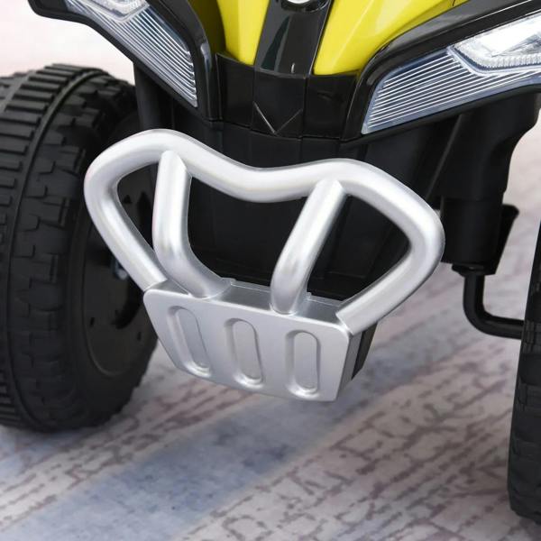 Front push guard bar of yellow and black ride-on car walker in white metal