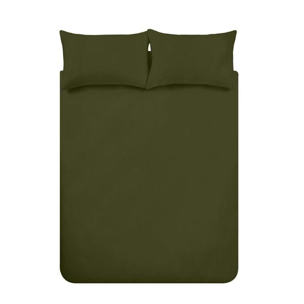Brushed Cotton Plain Dark Green Duvet Cover Set