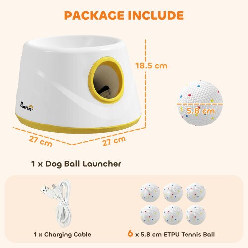 PawHut Automatic Dog Ball Launcher with 6PCS 2.3" ETPU Balls