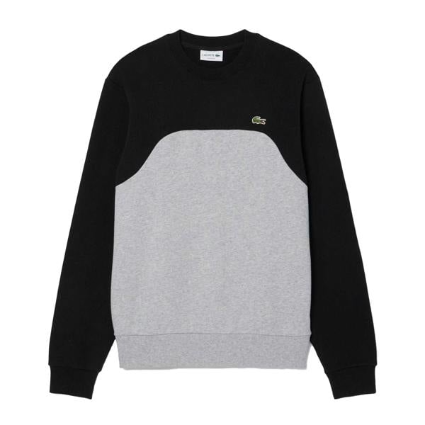 Lacoste Mens Colour Block Fleece Sweatshirt - Grey/Black - 
